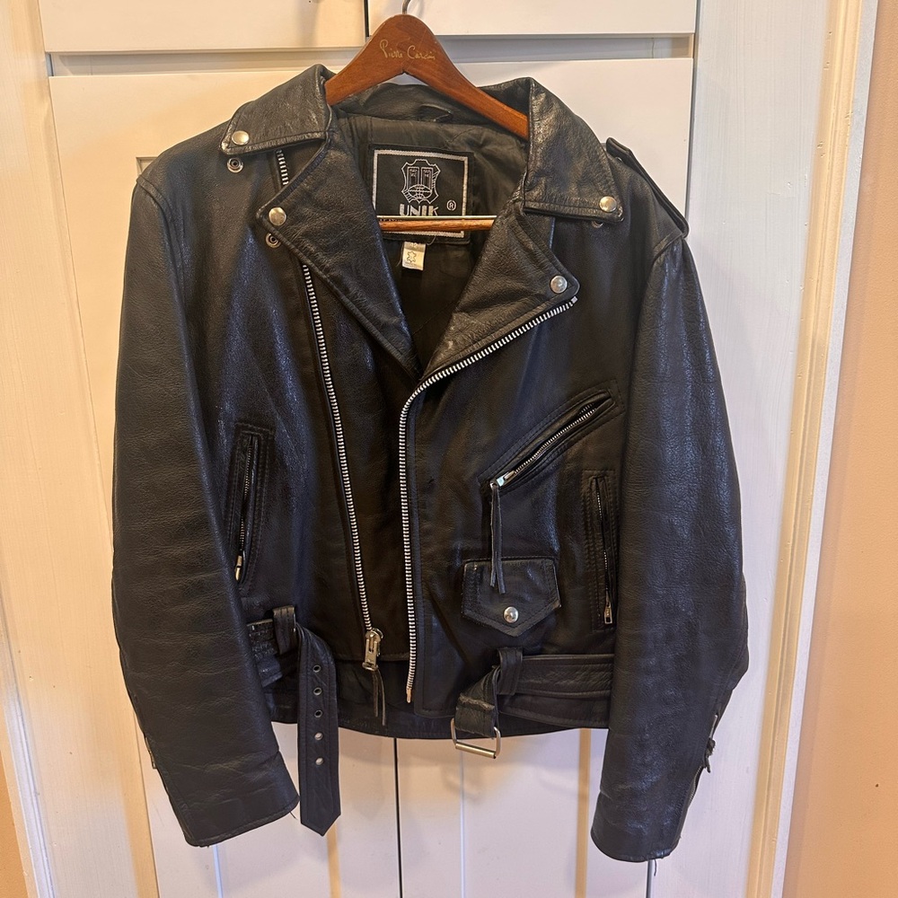 Vintage Unik Black Leather Moto Jacket